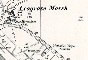 Marsh Road Primitive chapel on a map of 1901